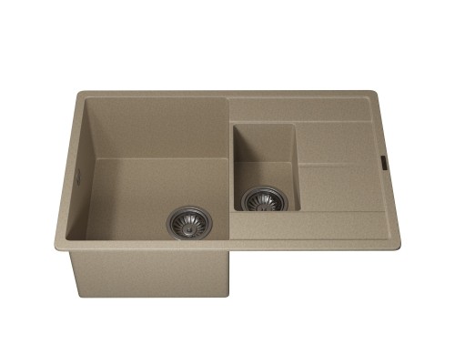 Кухонная мойка кварцевая Uperwood Quartz UPD-05-02, прямоугольная двухсекционная, бежевая