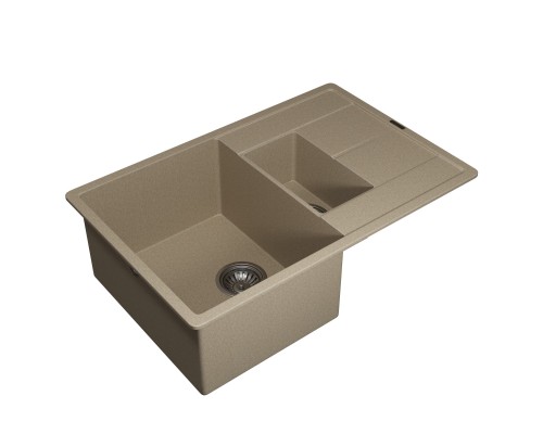 Кухонная мойка кварцевая Uperwood Quartz UPD-05-02, прямоугольная двухсекционная, бежевая