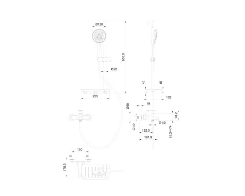 Смеситель для ванны с душевым гарнитуром Wonzon&Woghand, Хром