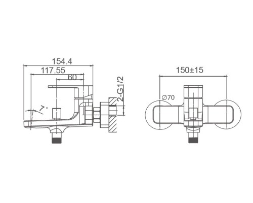 Смеситель для ванны Wonzon&Woghand ARNIE, Хром WW-693101-CR