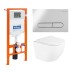 Комплект унитаза с инсталляцией BelBagno Uno BB3105CHR/SC/BB002-80/BB005-PR-CHROME с сиденьем Микролифт и клавишей смыва Хром глянцевый