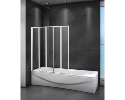 Шторка на ванну Cezares Relax 120 RELAX-V-5-120/140-C-Bi профиль Серый стекло прозрачное