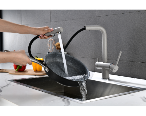 Смеситель для кухни Paulmark Serpentine Se213222-GR Серый