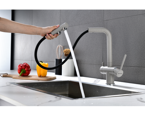 Смеситель для кухни Paulmark Serpentine Se213222-GR Серый