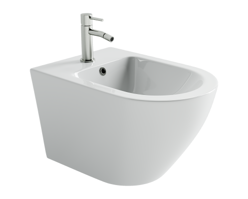 Биде подвесное Ceramicanova Вихрь (Whirl) с крепежом для скрытого монтажа белый
