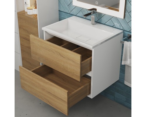 Тумба с раковиной подвесная Uperwood Barsa 60х45х57 см, дуб сонома