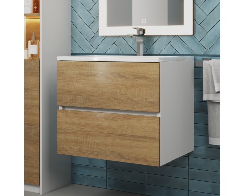 Тумба с раковиной подвесная Uperwood Barsa 60х45х57 см, дуб сонома