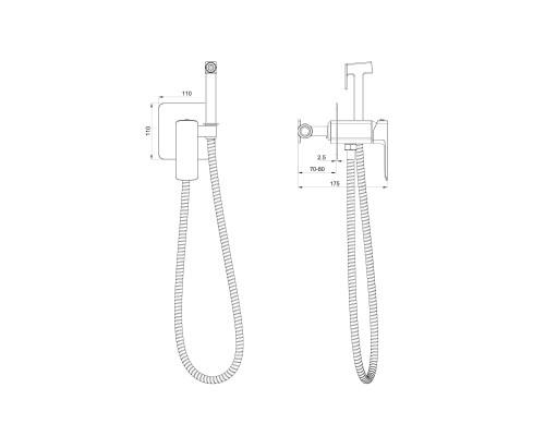 Смеситель с гигиеническим душем встраиваемый Wonzon&Woghand, Брашированное золото