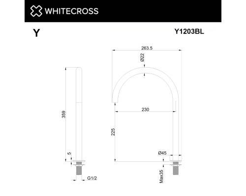 Излив отдельностоящий Whitecross Y1203BL черный мат