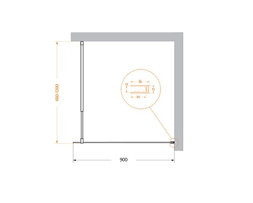 Душевая перегородка BelBagno Kraft 90 KRAFT-L-1-90-C-Cr профиль Хром стекло прозрачное