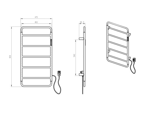 Полотенцесушитель электрический Wonzon&Woghand WISMAR, Черный WW-AL202-MB