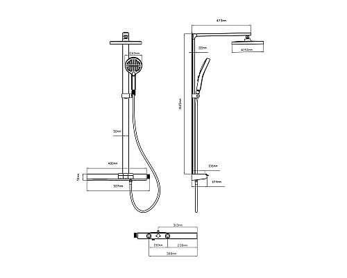 Душевая стойка Vincea Aspire VSFS-4AS1BG с изливом, брашированное золото