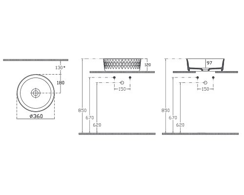 Раковина накладная ISVEA Davanti круглая 36см белый 10NF67036SV