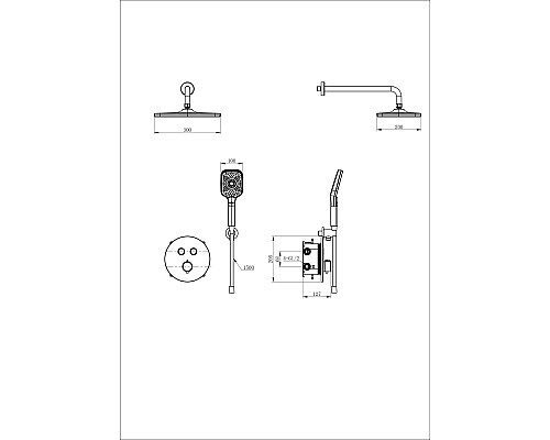 Душевая система с термостатом встраиваемая Wonzon&Woghand, Черный матовый
