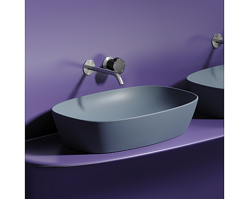 Чаша накладная овальная Ceramica Nova Element 60x38 Серо-Голубой Матовый