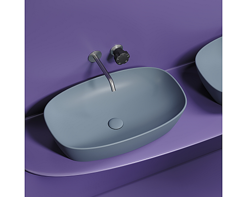 Чаша накладная овальная Ceramica Nova Element 60x38 Серо-Голубой Матовый