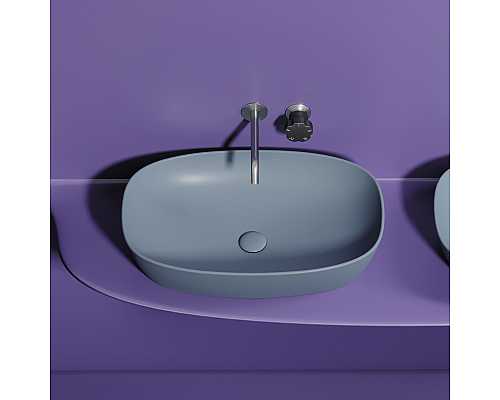Чаша накладная овальная Ceramica Nova Element 60x38 Серо-Голубой Матовый
