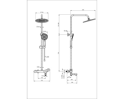 Душевая система с термостатом Wonzon&Woghand, Брашированное золото
