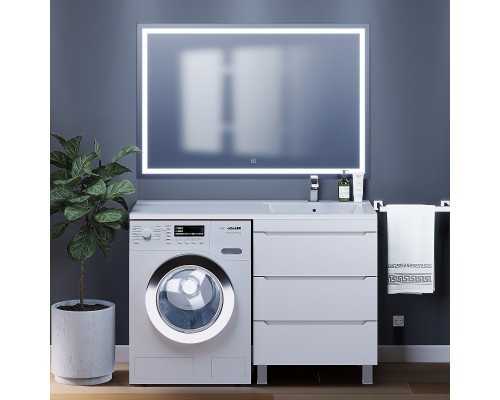 Тумба под стиральную машину напольная Uperwood Tanos 58х47,5х76,5 см, белая, 3 ящика