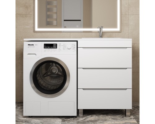 Тумба под стиральную машину напольная Uperwood Tanos 58х47,5х76,5 см, белая, 3 ящика