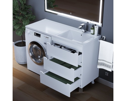Тумба под стиральную машину напольная Uperwood Tanos 58х47,5х76,5 см, белая, 3 ящика