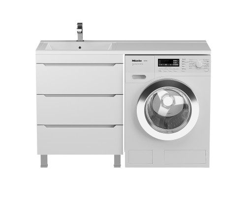 Тумба под стиральную машину напольная Uperwood Tanos 58х47,5х76,5 см, белая, 3 ящика