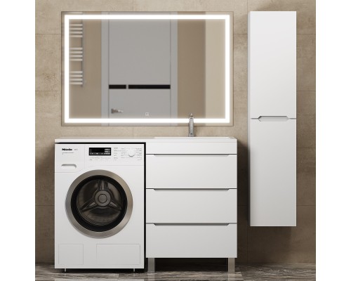 Тумба под стиральную машину напольная Uperwood Tanos 58х47,5х76,5 см, белая, 3 ящика