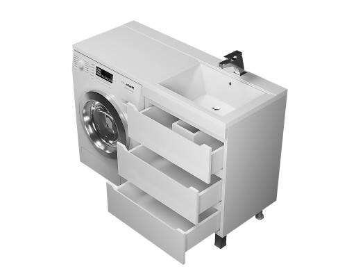 Тумба под стиральную машину напольная Uperwood Tanos 58х47,5х76,5 см, белая, 3 ящика