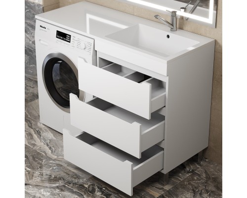 Тумба под стиральную машину напольная Uperwood Tanos 58х47,5х76,5 см, белая, 3 ящика