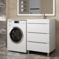 Тумба под стиральную машину напольная Uperwood Tanos 58х47,5х76,5 см, белая, 3 ящика