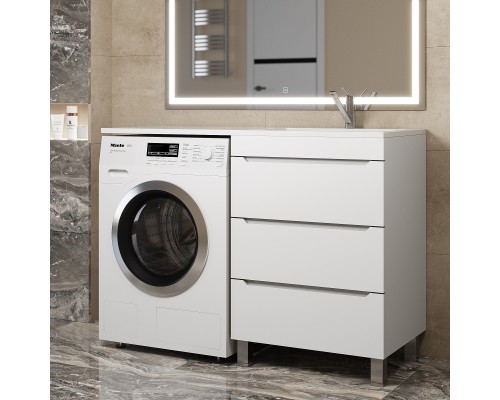 Тумба под стиральную машину напольная Uperwood Tanos 58х47,5х76,5 см, белая, 3 ящика