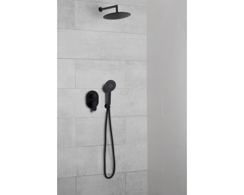 Душевая система ER208 AQG Beta, с верхним душем и кронштейном, черный матовый