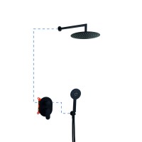 Душевая система ER208 AQG Beta, с верхним душем и кронштейном, черный матовый