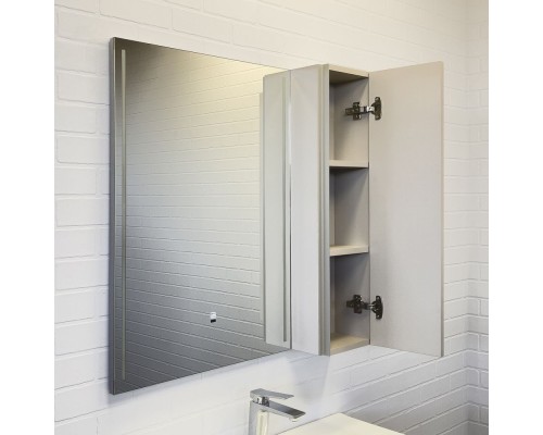 Зеркало-шкаф Comforty Бильбао-80 серый шёлк c LED-подсветкой