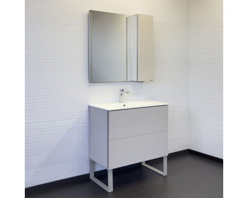 Зеркало-шкаф Comforty Бильбао-80 серый шёлк c LED-подсветкой