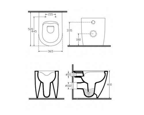 Унитаз ISVEA Infinity приставной 365x520x400-белый 10NF10001SV