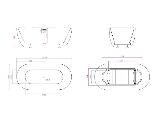 Акриловая ванна BelBagno BB70-1700-800 170х80 Акриловая ванна BelBagno BB70-1700-800 170х80