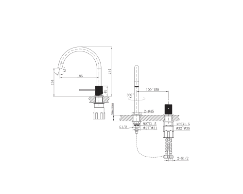 Смеситель для раковины ALTROBAGNO Биланча (Bilancia) 010904 BC