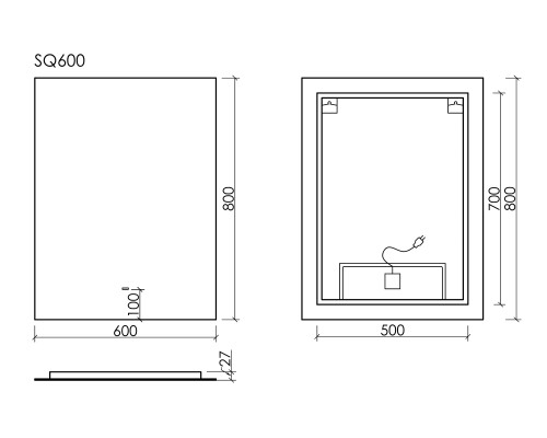 Зеркало SanCos Square 60 SQ600 с LED подсветкой