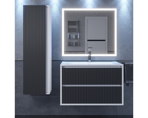 Тумба под раковину 80 см, Uperwood Next Premium, белая/графит, 2 ящика