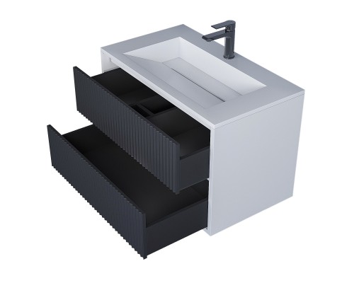 Тумба под раковину 80 см, Uperwood Next Premium, белая/графит, 2 ящика