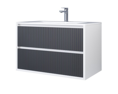 Тумба под раковину 80 см, Uperwood Next Premium, белая/графит, 2 ящика