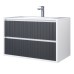 Тумба под раковину 80 см, Uperwood Next Premium, белая/графит, 2 ящика