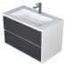 Тумба под раковину 80 см, Uperwood Next Premium, белая/графит, 2 ящика