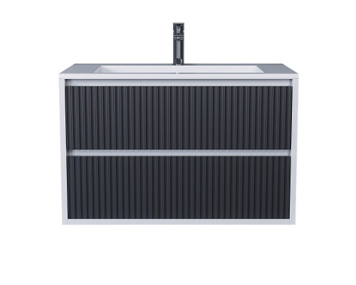Тумба с раковиной 80 см, Uperwood Next Premium, белая/графит, 2 ящика