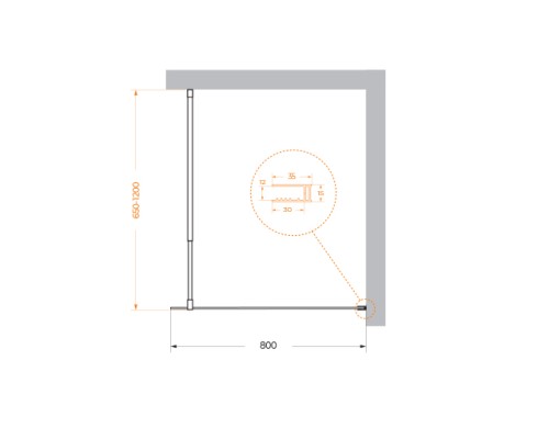 Душевая перегородка BelBagno Kraft 80 KRAFT-L-1-80-C-NERO профиль Черный матовый стекло прозрачное