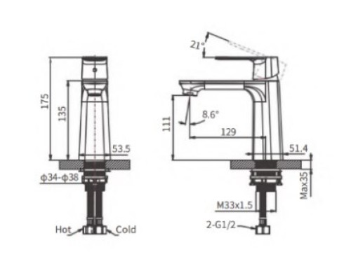 Смеситель на раковину Arrow AMP11848 хром