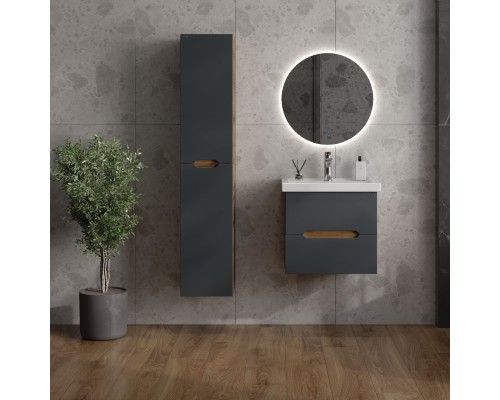 Тумба под раковину Onika Айленд 50 подвесная, графит/дуб крафт золотой