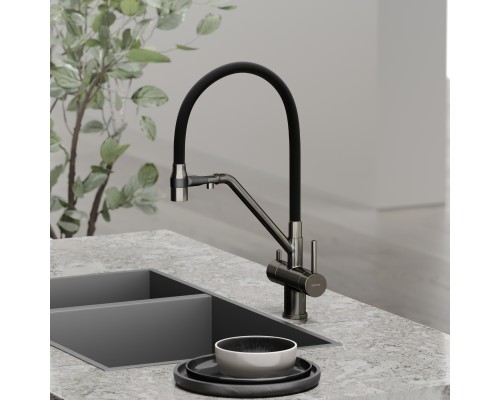 Смеситель для кухни SANCOS Dora SC4003GG с подключением фильтра для воды, вороненая сталь