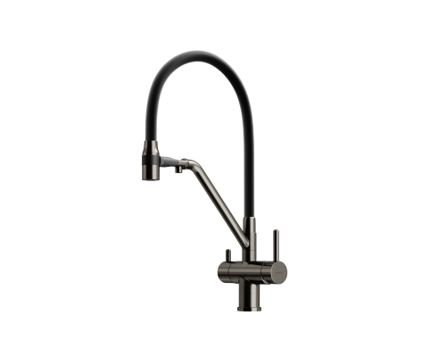 Смеситель для кухни SANCOS Dora SC4003GG с подключением фильтра для воды, вороненая сталь